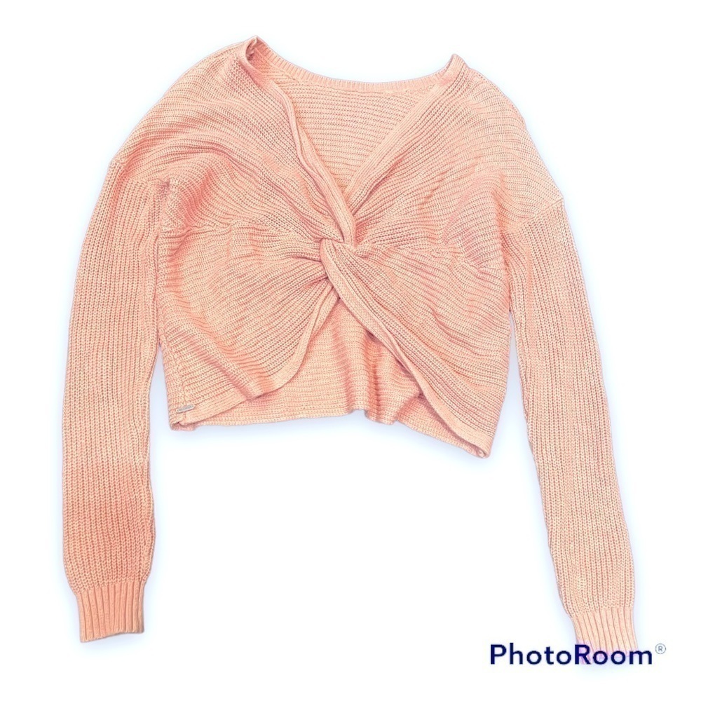 Hollister Pink Crossback Cropped Knit Sweater XS